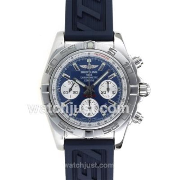 Breitling Chronomat B01 Swiss Valjoux 7750 Movement Stick Markers with Blue Dial-Rubber Strap
