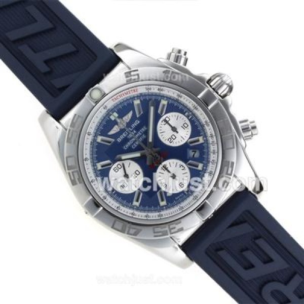 Breitling Chronomat B01 Swiss Valjoux 7750 Movement Stick Markers with Blue Dial-Rubber Strap