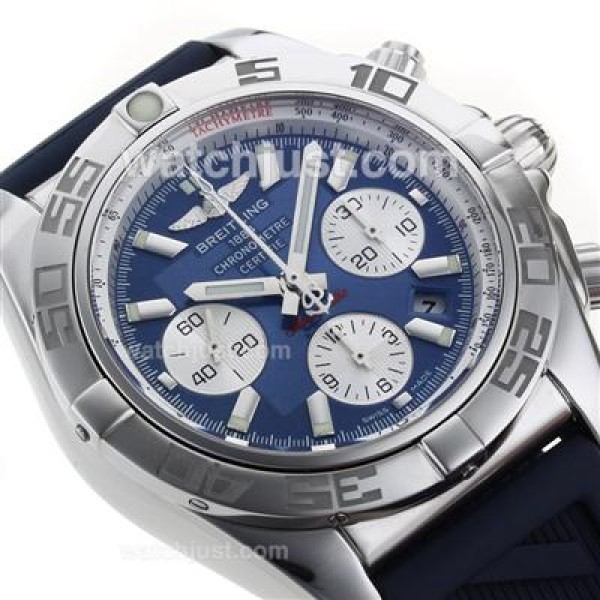 Breitling Chronomat B01 Swiss Valjoux 7750 Movement Stick Markers with Blue Dial-Rubber Strap
