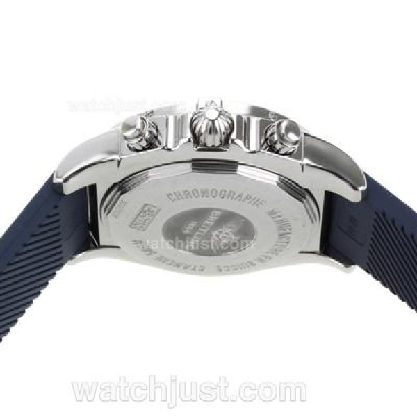 Breitling Chronomat B01 Swiss Valjoux 7750 Movement Stick Markers with Blue Dial-Rubber Strap