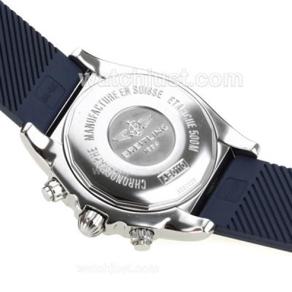 Breitling Chronomat B01 Swiss Valjoux 7750 Movement Stick Markers with Blue Dial-Rubber Strap