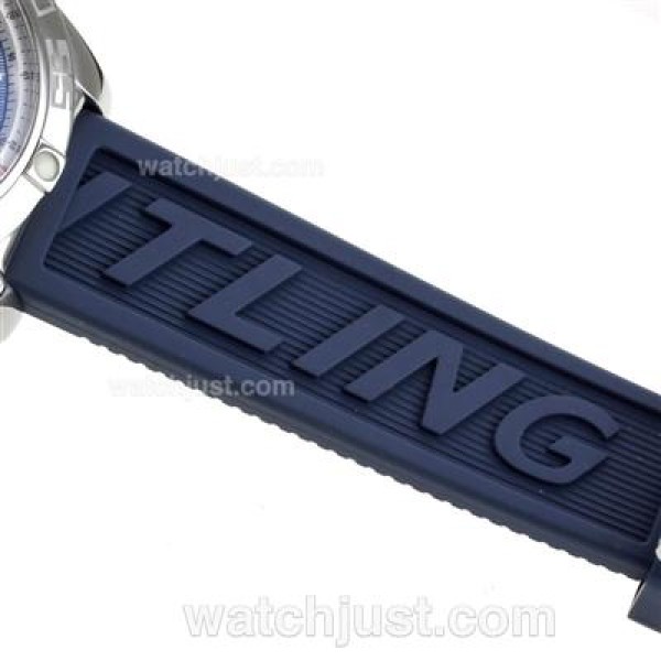 Breitling Chronomat B01 Swiss Valjoux 7750 Movement Stick Markers with Blue Dial-Rubber Strap