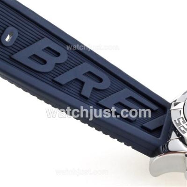 Breitling Chronomat B01 Swiss Valjoux 7750 Movement Stick Markers with Blue Dial-Rubber Strap