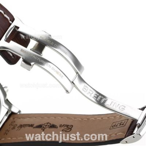 Breitling Chronomat B01 Swiss Valjoux 7750 Movement Stick Markers with Graphite Dial-Leather Strap