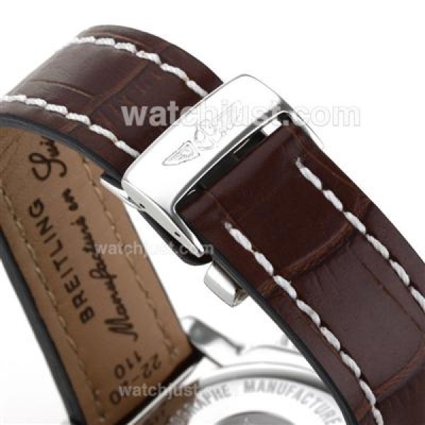 Breitling Chronomat B01 Swiss Valjoux 7750 Movement Stick Markers with Graphite Dial-Leather Strap