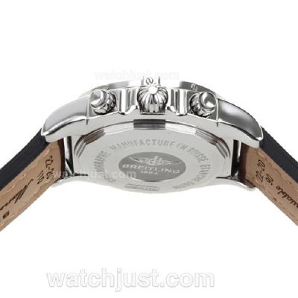 Breitling Chronomat B01 Swiss Valjoux 7750 Movement Stick Markers with Graphite Dial-Leather Strap