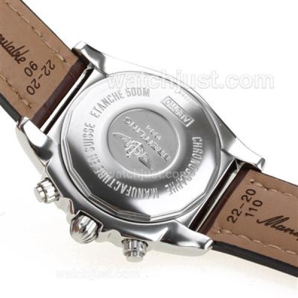 Breitling Chronomat B01 Swiss Valjoux 7750 Movement Stick Markers with Graphite Dial-Leather Strap