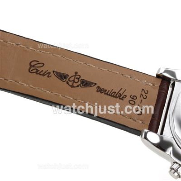 Breitling Chronomat B01 Swiss Valjoux 7750 Movement Stick Markers with Graphite Dial-Leather Strap