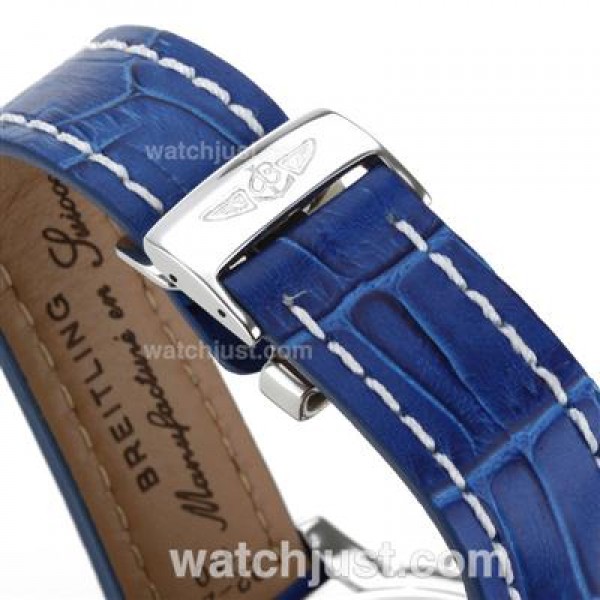 Breitling Chronomat B01 Swiss Valjoux 7750 Movement Stick Markers with Blue Dial-Leather Strap