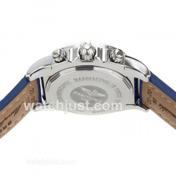 Breitling Chronomat B01 Swiss Valjoux 7750 Movement Stick Markers with Blue Dial-Leather Strap