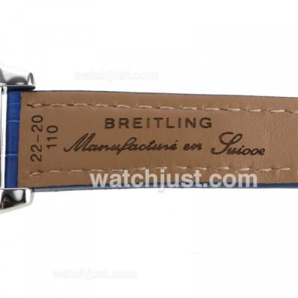 Breitling Chronomat B01 Swiss Valjoux 7750 Movement Stick Markers with Blue Dial-Leather Strap