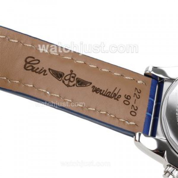 Breitling Chronomat B01 Swiss Valjoux 7750 Movement Stick Markers with Blue Dial-Leather Strap