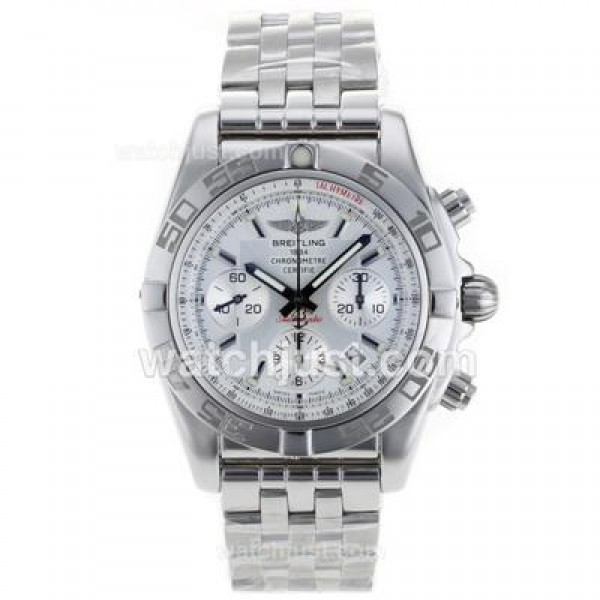 Breitling Chronomat B01 Swiss Valjoux 7750 Movement Stick Markers with White Dial S/S