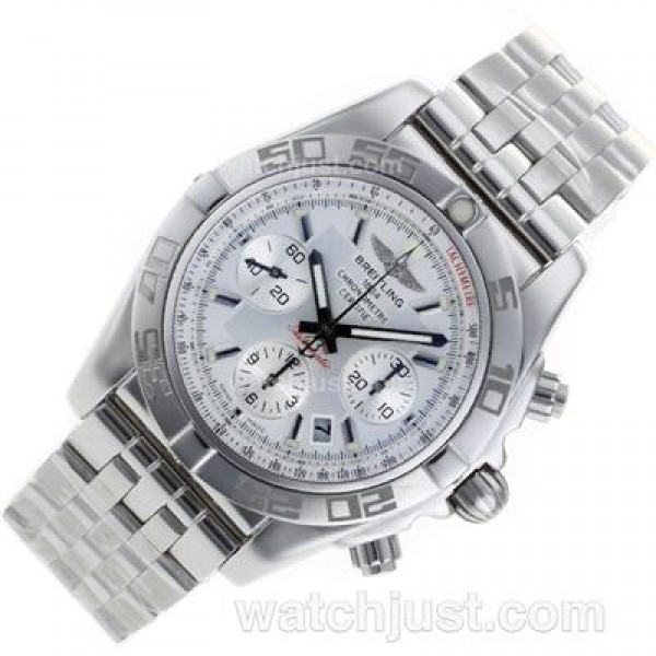 Breitling Chronomat B01 Swiss Valjoux 7750 Movement Stick Markers with White Dial S/S