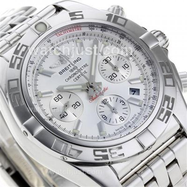 Breitling Chronomat B01 Swiss Valjoux 7750 Movement Stick Markers with White Dial S/S