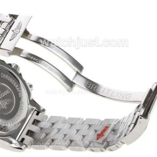 Breitling Chronomat B01 Swiss Valjoux 7750 Movement Stick Markers with White Dial S/S
