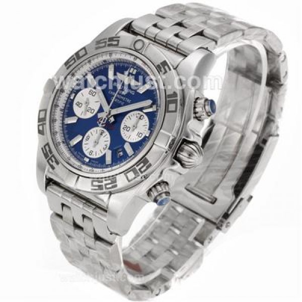 Breitling Chronomat B01 Swiss Valjoux 7750 Movement Stick Markers with Blue Dial S/S