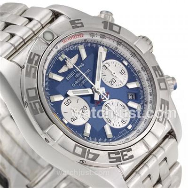 Breitling Chronomat B01 Swiss Valjoux 7750 Movement Stick Markers with Blue Dial S/S