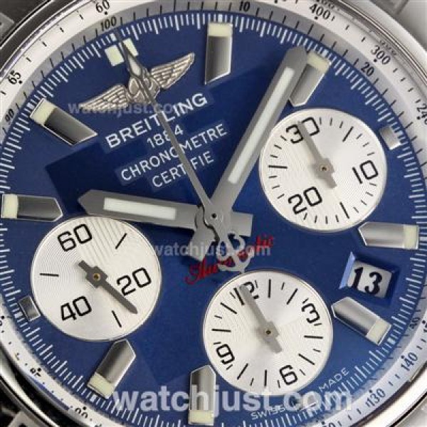 Breitling Chronomat B01 Swiss Valjoux 7750 Movement Stick Markers with Blue Dial S/S