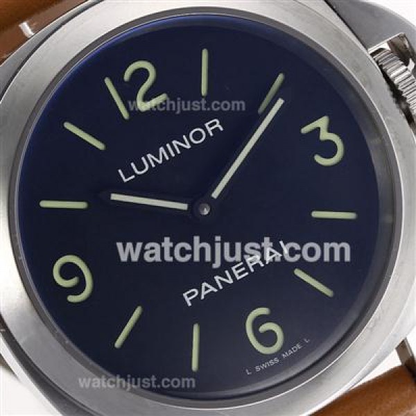 Panerai Luminor Unitas 6497 Movement with Black Dial-Leather Strap