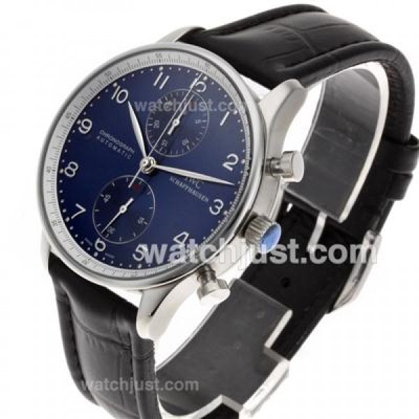 IWC Spitfire Chrono Laureus Swiss Valjoux 7750 Movement with Blue Dial-Leather Strap