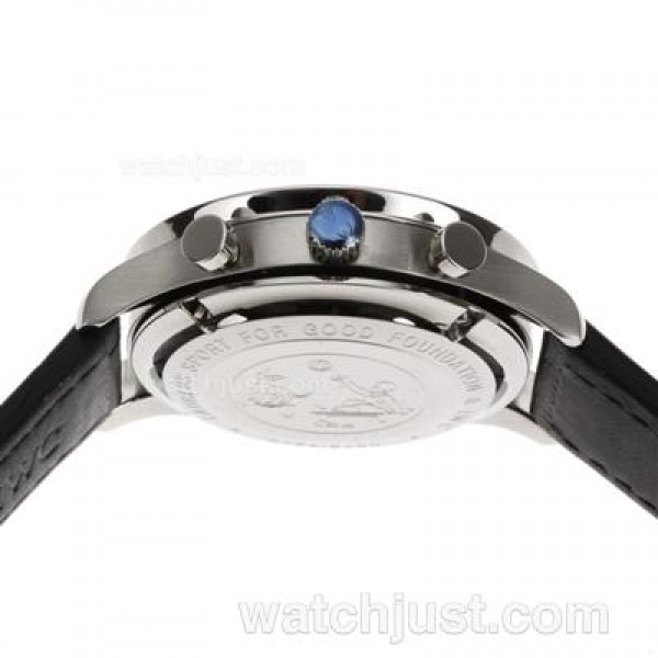 IWC Spitfire Chrono Laureus Swiss Valjoux 7750 Movement with Blue Dial-Leather Strap