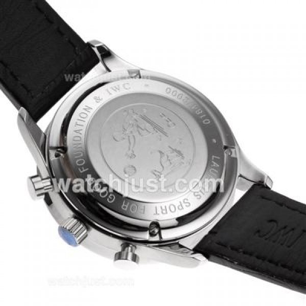 IWC Spitfire Chrono Laureus Swiss Valjoux 7750 Movement with Blue Dial-Leather Strap