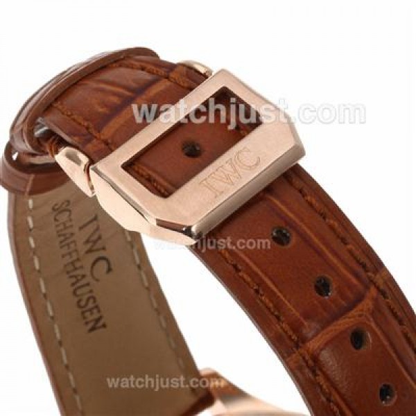 UK Perfect Replica IWC Portuguese F.A Jones Working Tourbillon Power Reserve Manual Winding Rose Gold Case with White Dial
