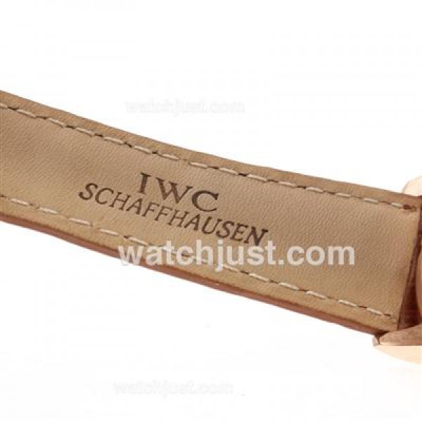 UK Perfect Replica IWC Portuguese F.A Jones Working Tourbillon Power Reserve Manual Winding Rose Gold Case with White Dial