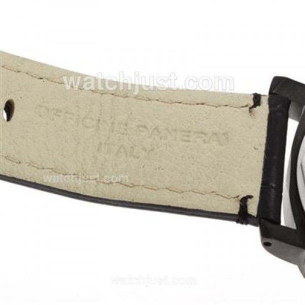 Panerai Luminor GMT Automatic PVD Case with Black Dial-Leather Strap
