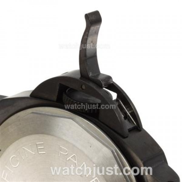 Panerai Luminor GMT Automatic PVD Case with Black Dial-Leather Strap