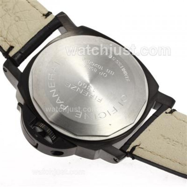 Panerai Luminor GMT Automatic PVD Case with Black Dial-Leather Strap
