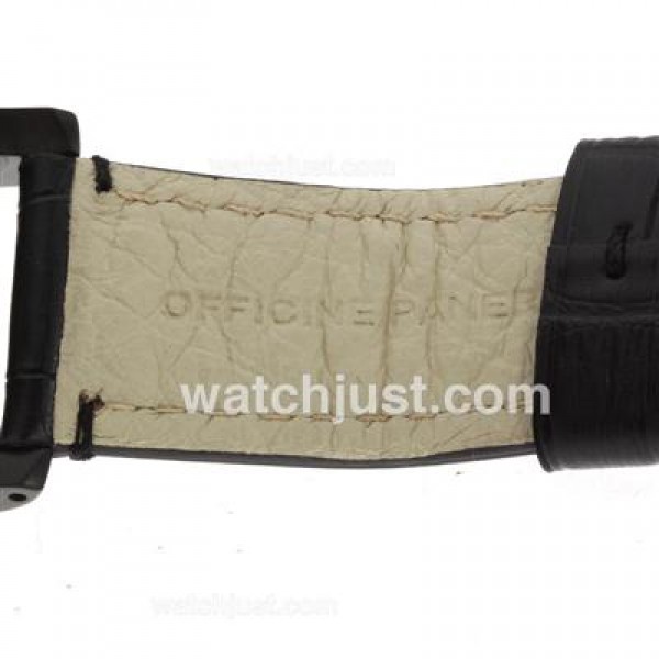 Panerai Luminor GMT Automatic PVD Case with Black Dial-Leather Strap