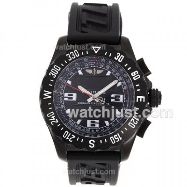 Breitling Emergency Digital Player PVD Case with Gray Dial-Rubber Strap