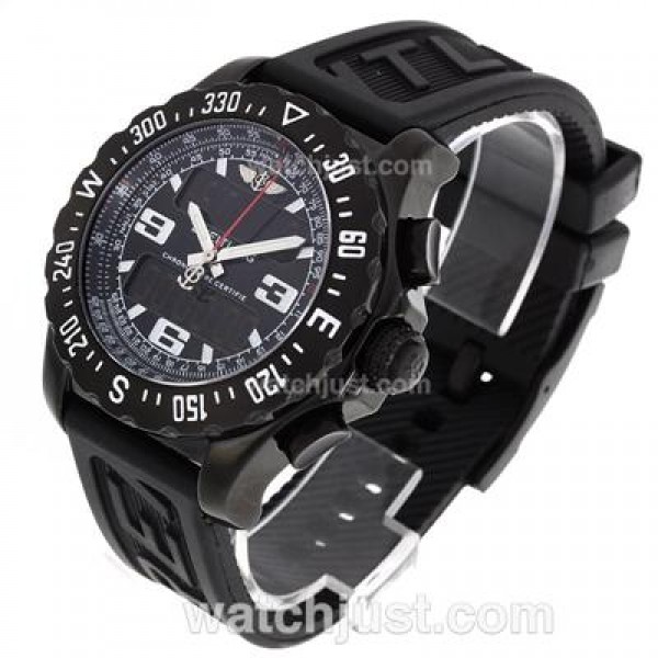 Breitling Emergency Digital Player PVD Case with Gray Dial-Rubber Strap