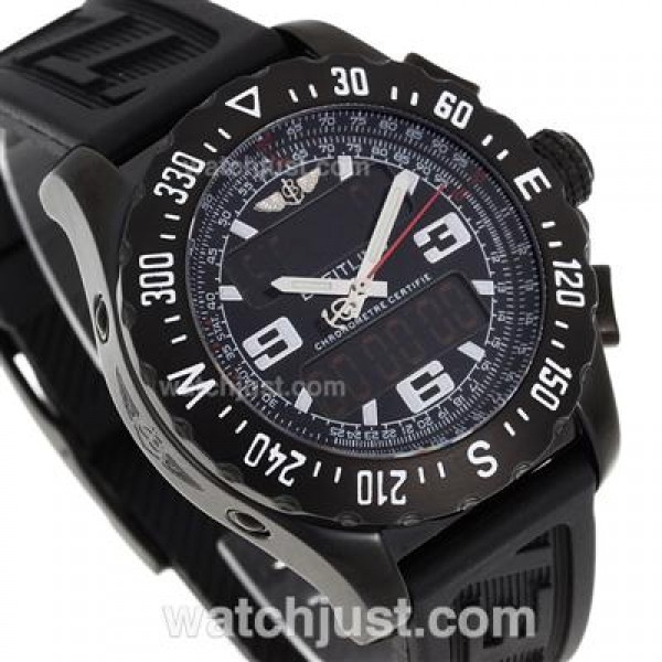 Breitling Emergency Digital Player PVD Case with Gray Dial-Rubber Strap