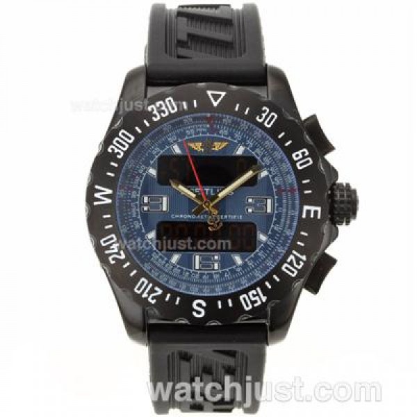 Breitling Emergency Digital Player PVD Case with Blue Dial-Rubber Strap