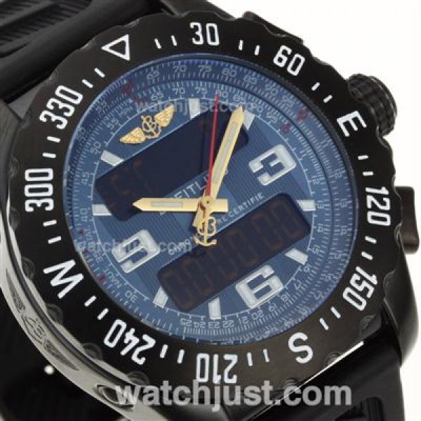 Breitling Emergency Digital Player PVD Case with Blue Dial-Rubber Strap