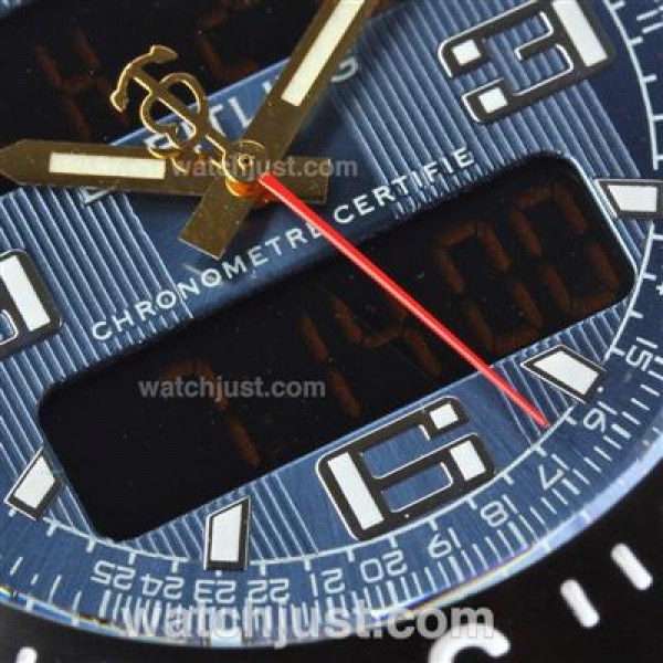 Breitling Emergency Digital Player PVD Case with Blue Dial-Rubber Strap