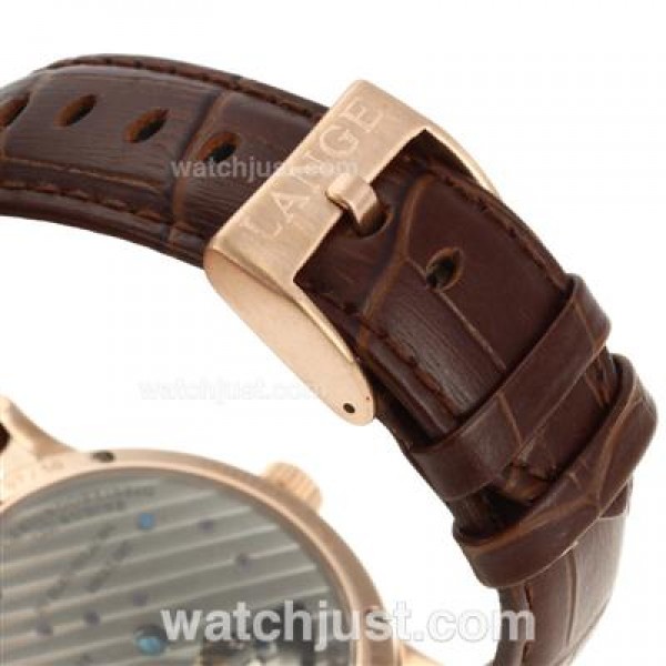 A.Lange & Sohne Lange 1 Automatic Rose Gold Case with White Dial-Leather Strap