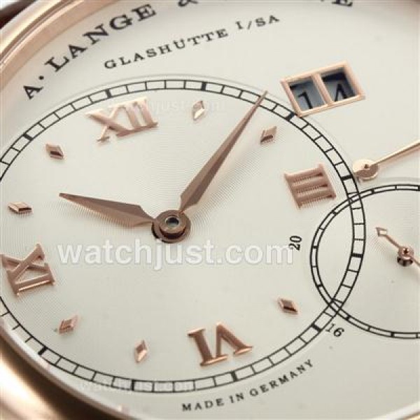 A.Lange & Sohne Lange 1 Automatic Rose Gold Case with White Dial-Leather Strap