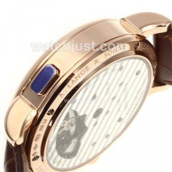 A.Lange & Sohne Lange 1 Automatic Rose Gold Case with White Dial-Leather Strap