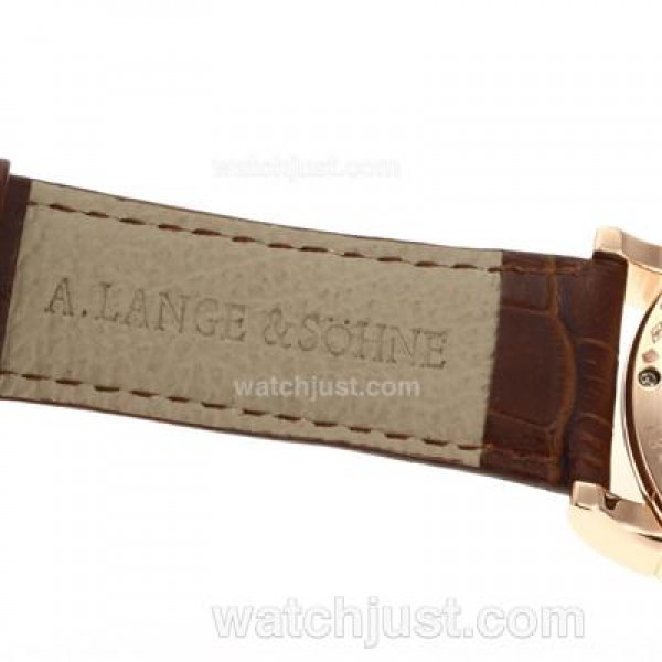 A.Lange & Sohne Lange 1 Automatic Rose Gold Case with White Dial-Leather Strap