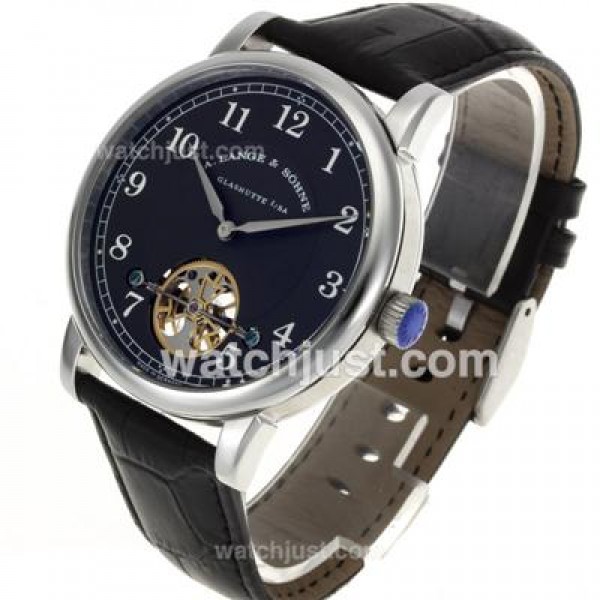 A.Lange & Sohne Classic Tourbillon Manual Winding with Black Dial-Leather Strap