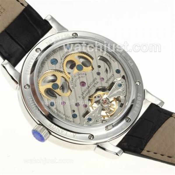 A.Lange & Sohne Classic Tourbillon Manual Winding with Black Dial-Leather Strap