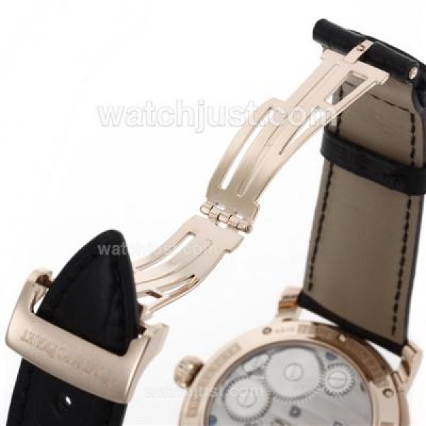 UK Swiss Movement Replica Audemars Piguet Royal Oak Working Tourbillon Manual Winding Rose Gold Case with White Dial-Leather Strap
