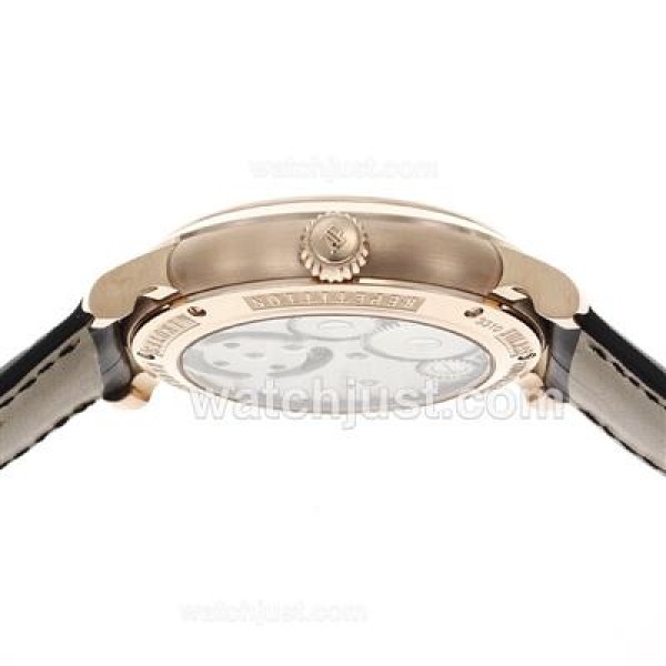 UK Swiss Movement Replica Audemars Piguet Royal Oak Working Tourbillon Manual Winding Rose Gold Case with White Dial-Leather Strap