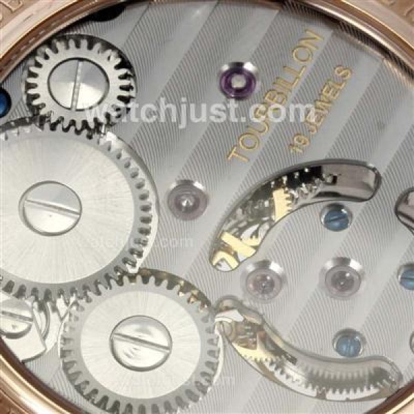 UK Swiss Movement Replica Audemars Piguet Royal Oak Working Tourbillon Manual Winding Rose Gold Case with White Dial-Leather Strap