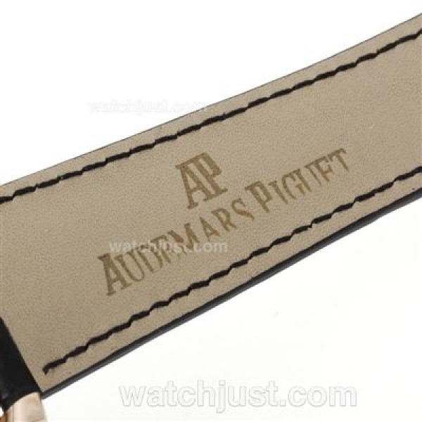 UK Swiss Movement Replica Audemars Piguet Royal Oak Working Tourbillon Manual Winding Rose Gold Case with White Dial-Leather Strap