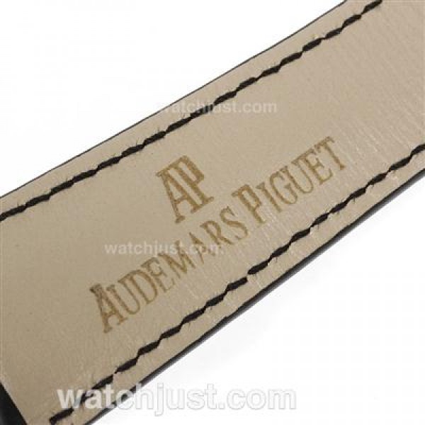 UK Top Quality Replica Audemars Piguet Royal Oak Working Tourbillon Manual Winding Rose Gold Case with Black Dial-Leather Strap